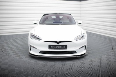 Maxton Design Frontlippe V.2 passend für Tesla Model S Plaid Mk1 FL schwarz Hoch