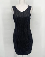 Monteau Dress Womens Medium Black Textured Sleeveless Stretch Sheath Bodycon LBD