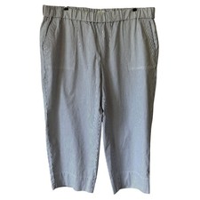 Talbots Size 3X Vertical Stripe Pants Pull On Cropped Nautical Comfort Stretch