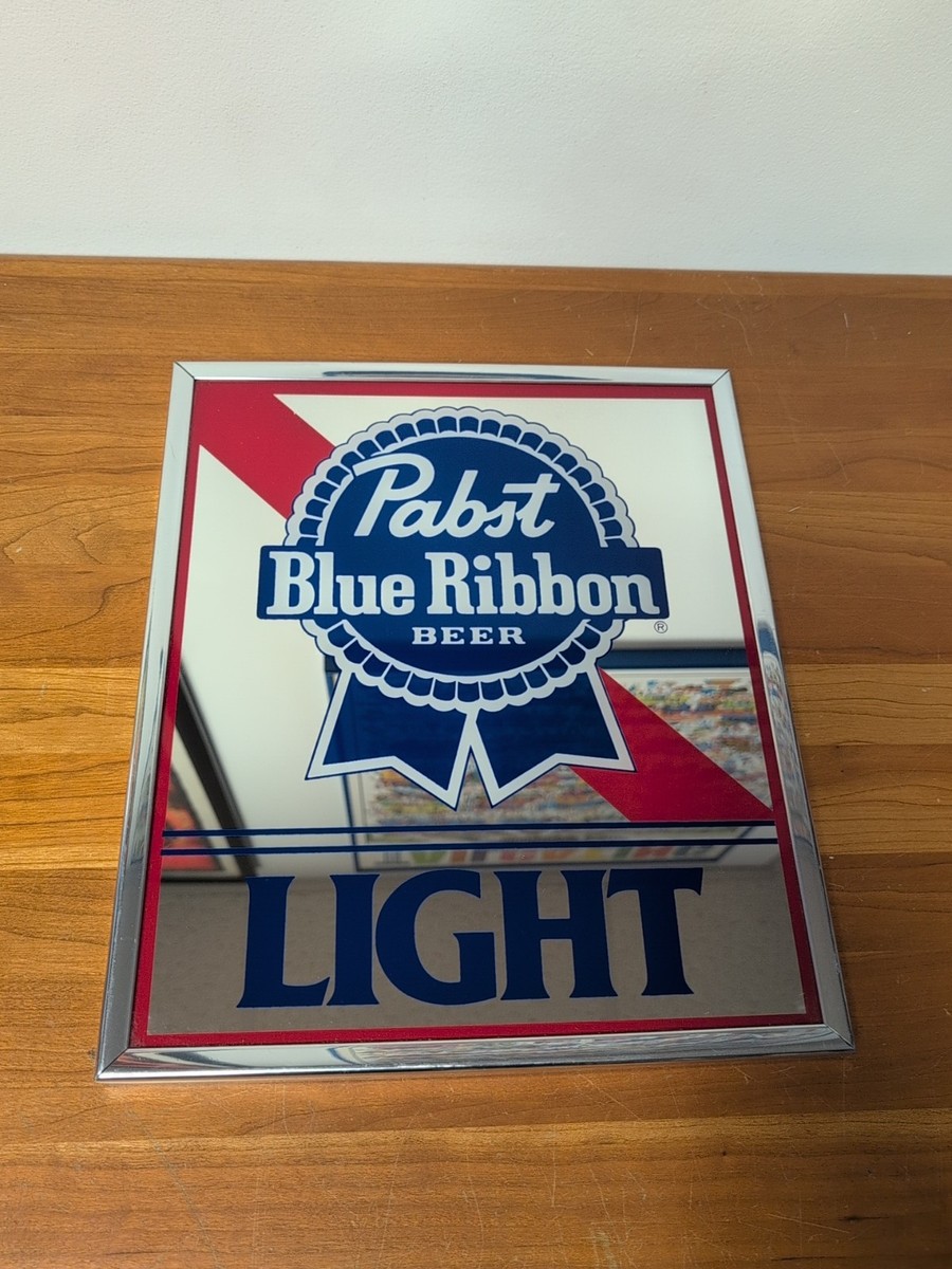 Vintage PBR Pabst Blue Ribbon Light BEER Glass Mirror Bar Sign Ad