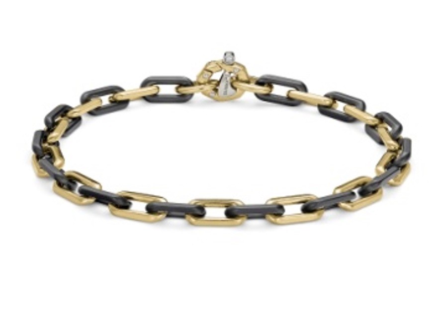 BARAKA Men's BR372521GILU200002 Yellow Gold Ceramic White Diamonds Bracelet