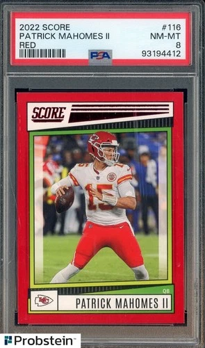 2022 Score Red #116 Patrick Mahomes II Kansas City Chiefs PSA 8 NM-MT