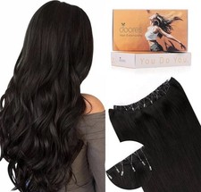 DOORES Weft Hair Extensions Human Hair Beaded Extensions, 16 Inch, 100g