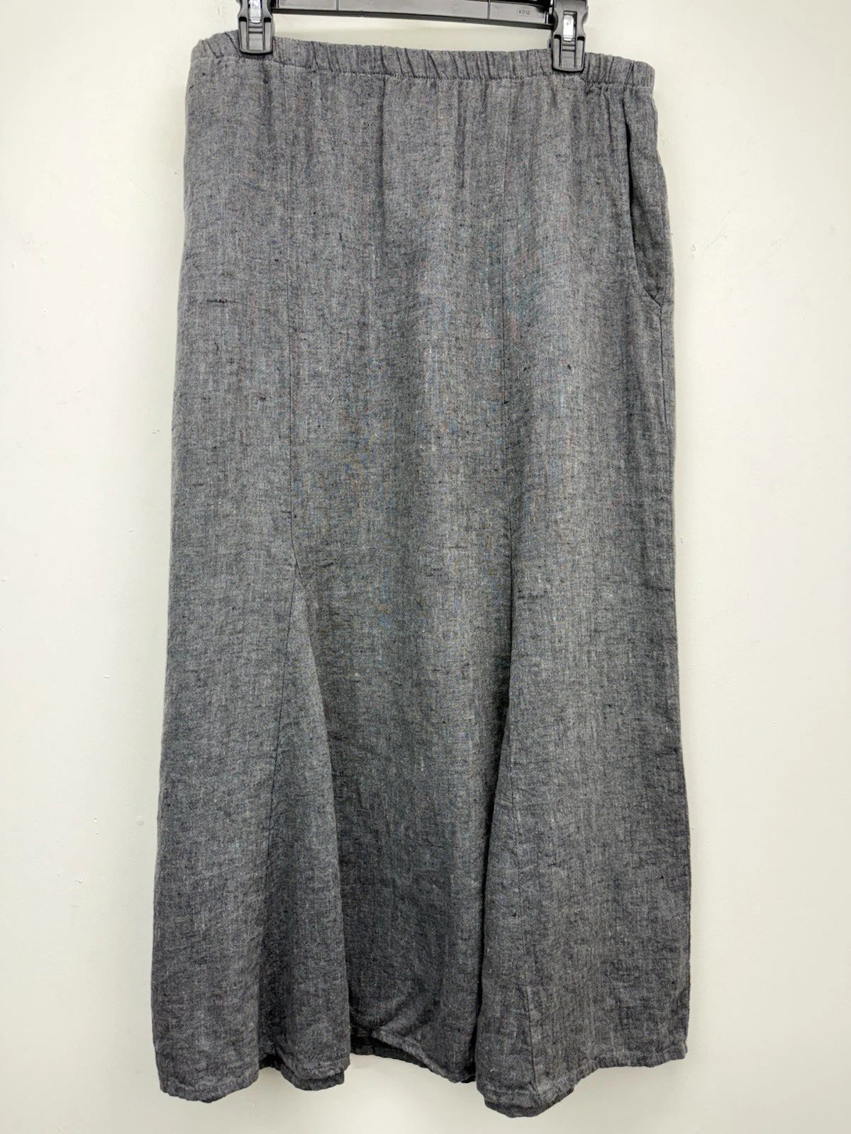Flax size Medium Women’s Lagenlook Gray Linen Pull On Elastic Waist Maxi Skirt
