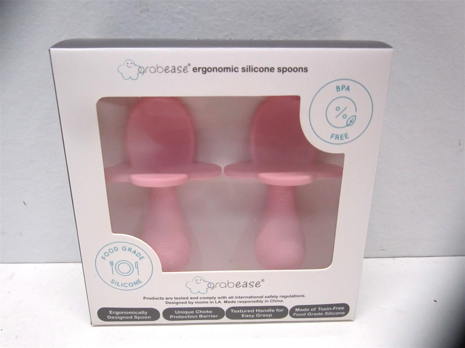 Grabease Dishwasher-Safe Easy-Grip Blush Pink Silicone Spoons 2ct. - Lot of 2