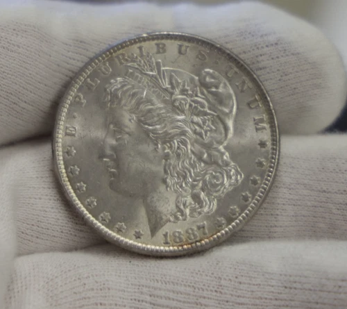 1887 US Morgan Silver Dollar $1 Nice AU