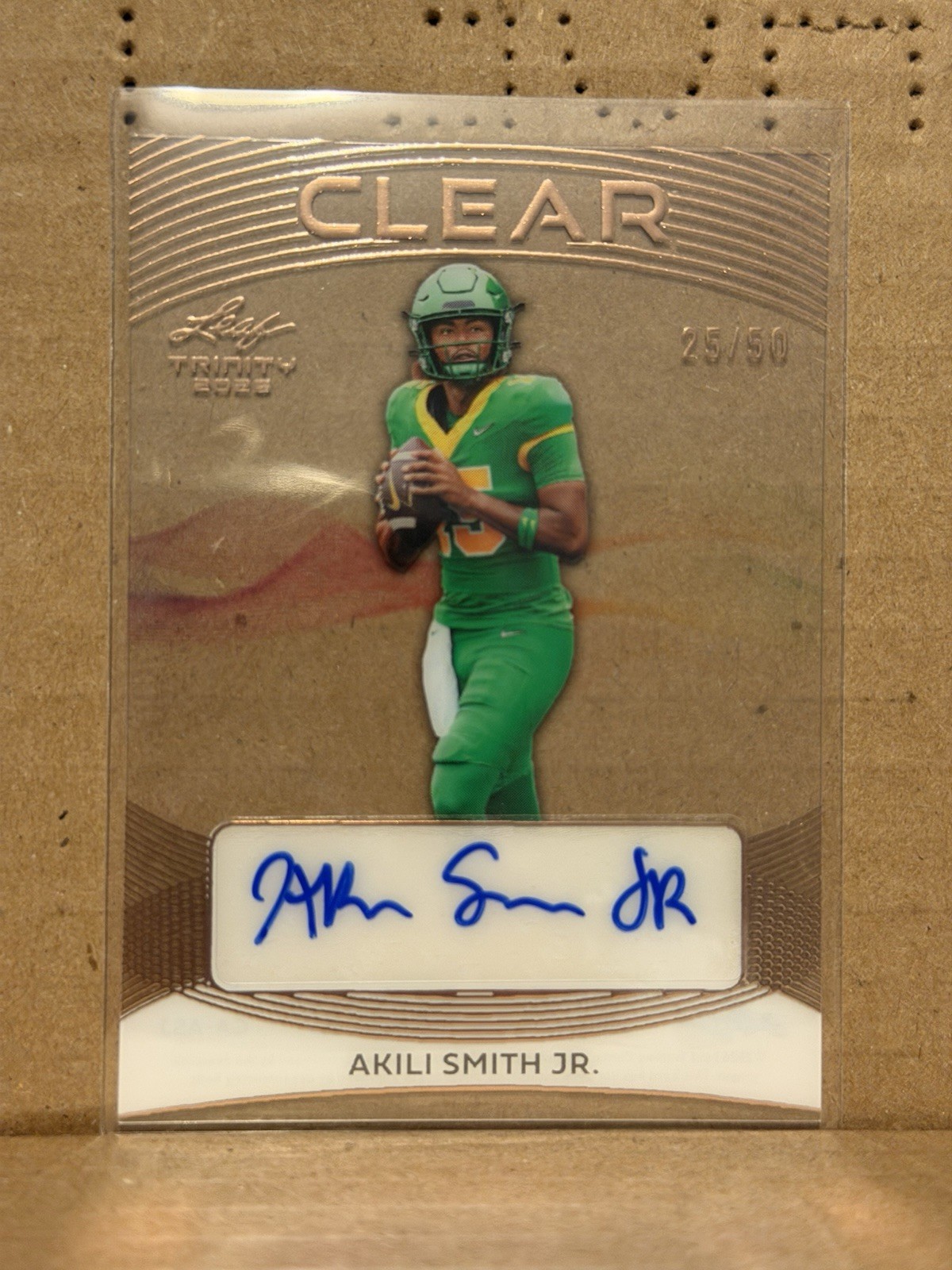 Akili Smith Jr 2026 Leaf Trinity Football CLEAR Bronze CA-ASJ Auto /50