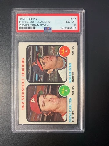 1973 Topps - League Leaders Nolan Ryan, Steve Carlton #67 PSA 6 - well centered