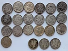90% Silver Roosevelt Dimes Lot Of 19 + 3 Silver Mercury Dimes Random Dates/Mints