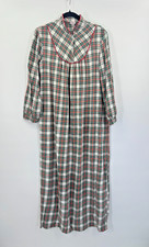 VTG Sears Plaid Flannel Nightgown Night Dress Medium Full Length Cotton USA Made