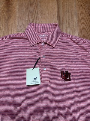 Utah Utes Shirt Mens Medium Red NCAA College Horn Legend Polo Golf Frat Striped