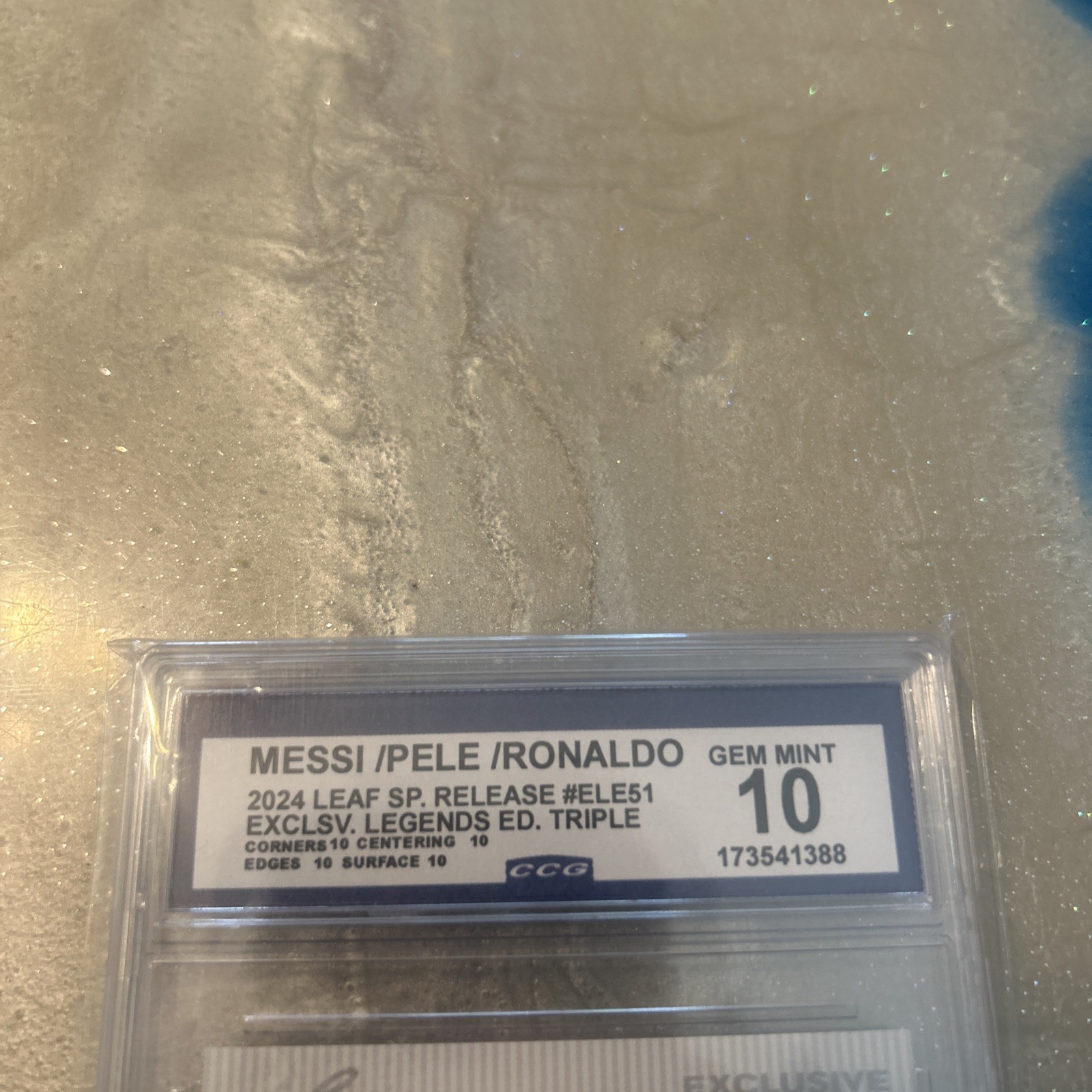 2024 Leaf Special Release Legends Edition Triple Messi Pele Ronaldo ELE-51 view 2