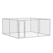 Outdoor Dog Playpen Metal Cage with Secure Locks for Large Animals, Silver