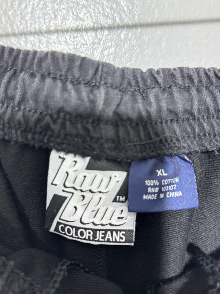 Raw Blue Cargo Shorts Black XL 3D Sneaker Patch Hip Hop Y2K Streetwear Rare - Image 4 of 4
