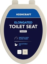 HIGHCRAFT Elongated Molded Plastic Toilet Seat Bone Adjustable Hinge BSPE1-B