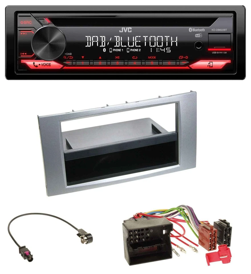 JVC CD DAB USB Bluetooth MP3 Autoradio für Ford Kuga Fusion Transit 05-12 silber - Bild 1 von 4