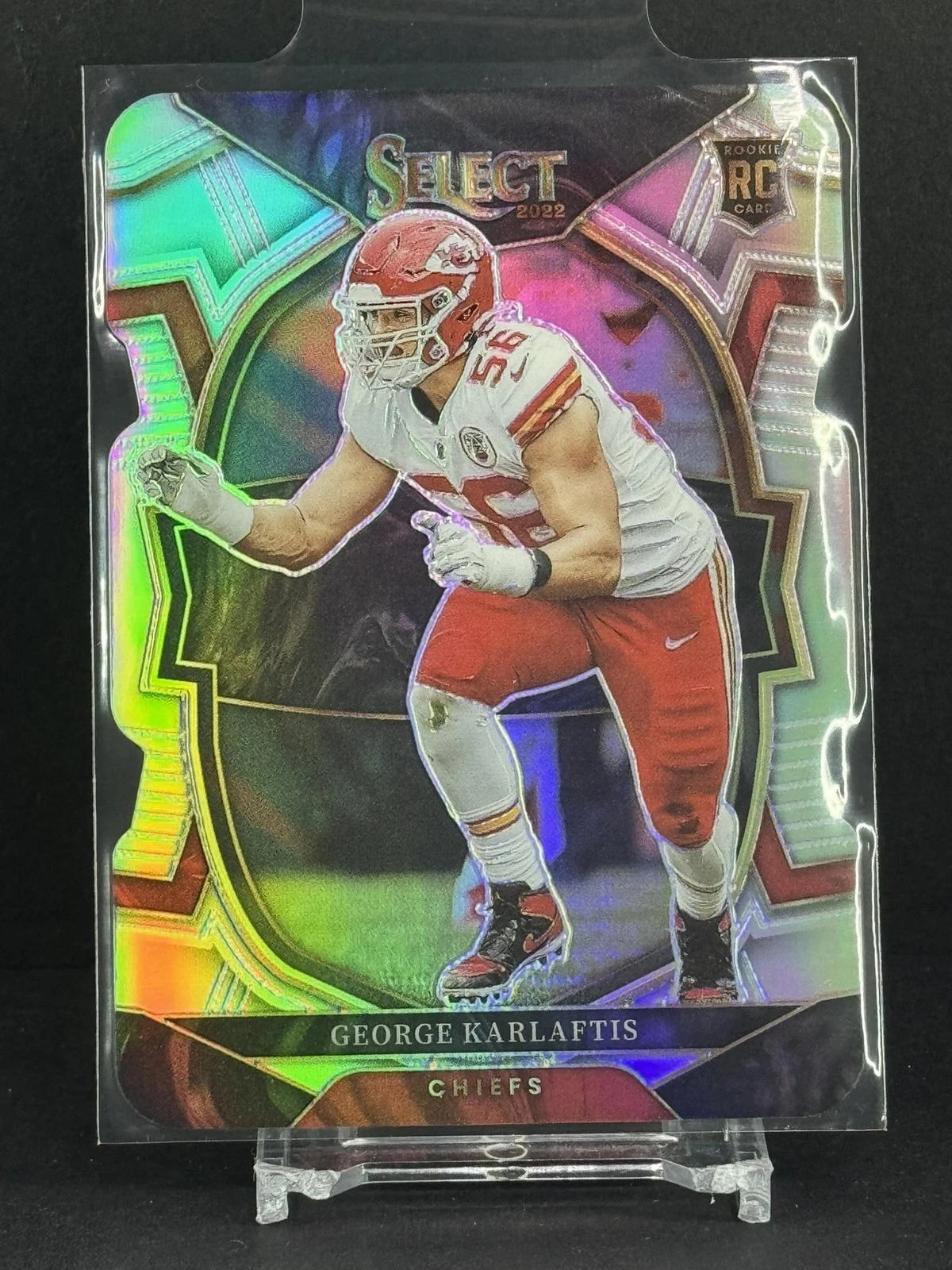 George Karlaftis Rookie 2022 Panini Select #22 Black and Red Prizm Die Cut RC