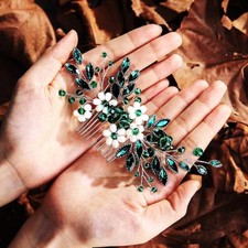 Bridal Hair Comb Crystal Wedding Hair Piece Floral Pearl Hair Side Combs