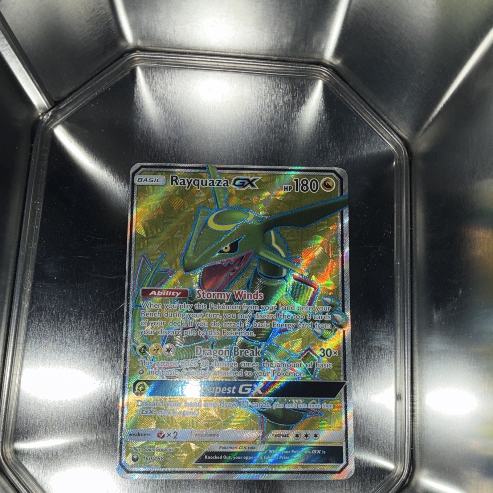 Pokemon TCG Rayquaza GX 160/168 SM-Celestial Storm Full Art Holo Ultra Rare