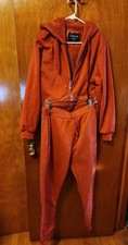 Men's XL Tracksuit Orange Fleece Lined Hoodie and Pants Set