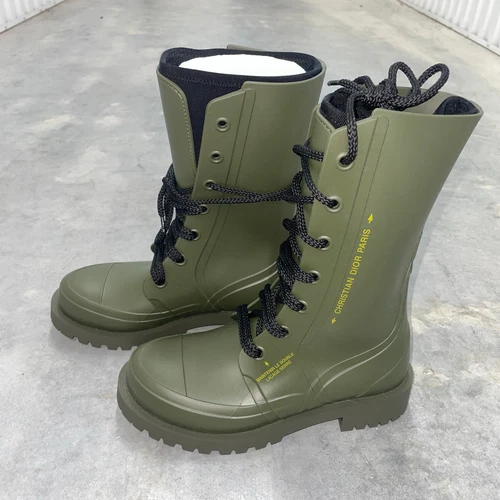 Bottines Dior Wmns Camp vert olive caoutchouc mi mollet militaire taille 35