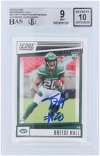 Breece Hall New York Jets Signed 2022 Panini Score #330 BAS 9/10 Rookie Card