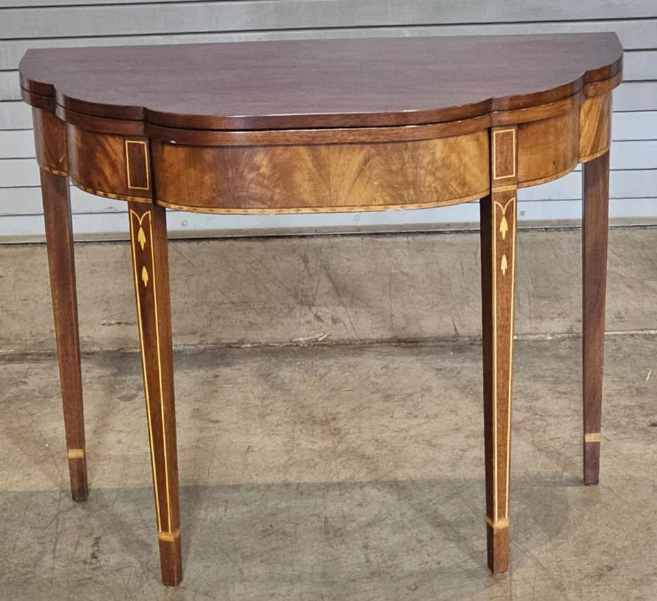 Mesa de juego federal con incrustaciones de caoba Henkel Harris mesa abatible acabado #29 Foto 2 de 4