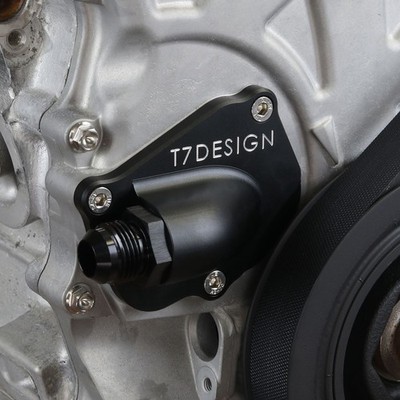 T7Design K20 K24 Timing Chain Tensioner Cover AN10 Turbo Oil Drain Black