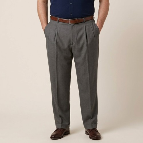 Oscar de la Renta, Oscar de la Renta Vintage R010 Pleated Dress Pants Mens 38x30 Grey Tencel EUC