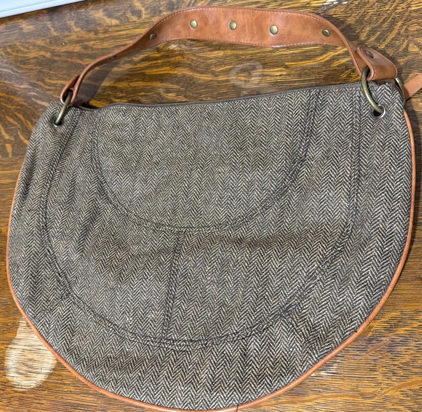 Necessary Objects Herringbone Tweed Patchwork Pur… - image 5