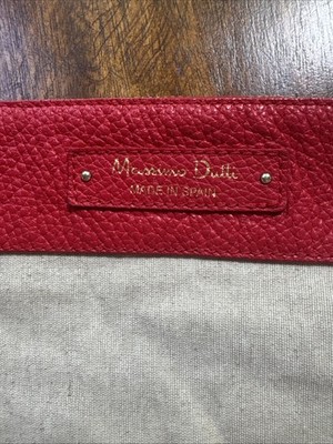 Massimo Dutti Canvas And Red Leather Bag