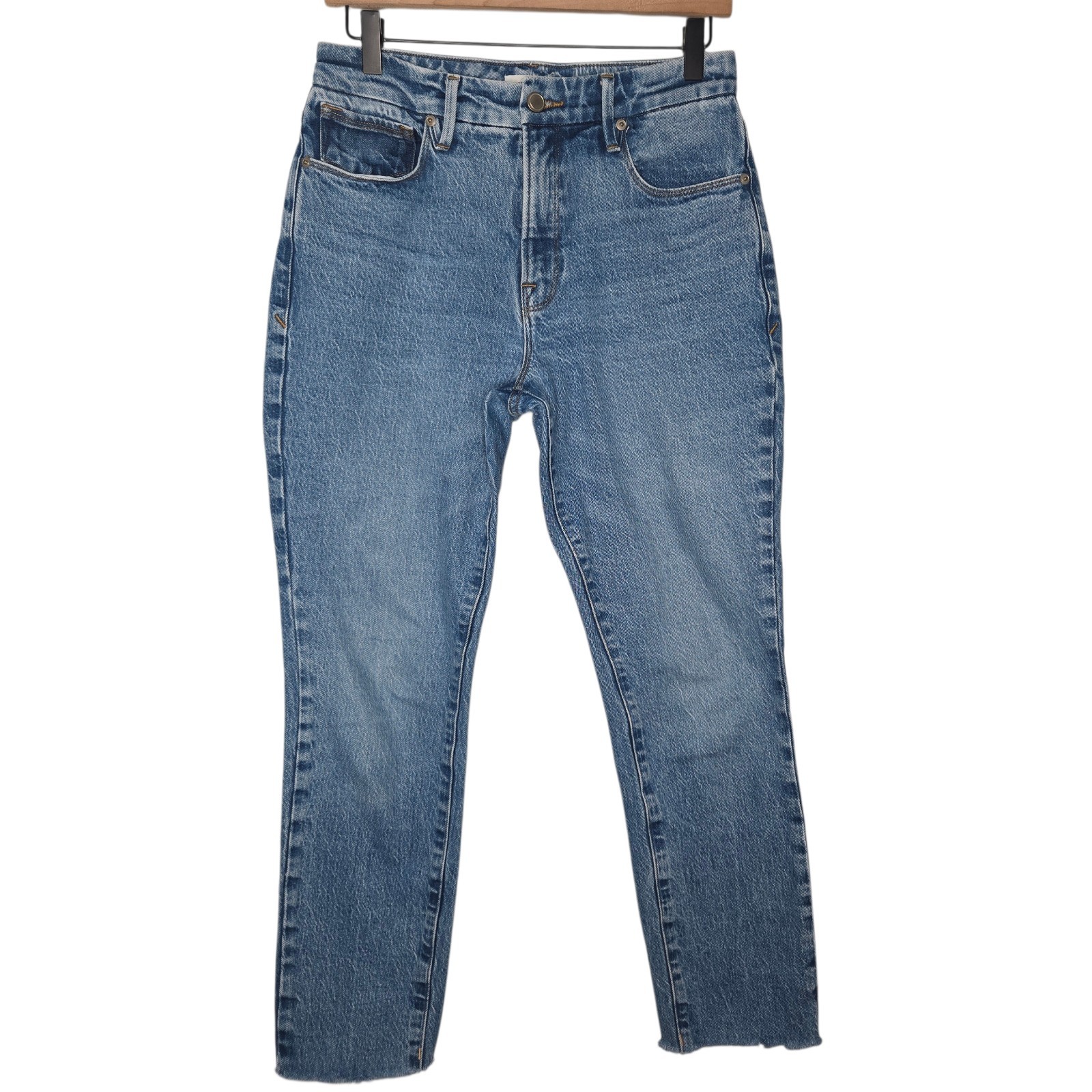 Good American Womens Medium Wash High Rise Always Fits Denim Jeans Size 4