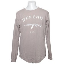 Defend Paris, Langarmshirt, Größe: M, Beige, Print, Herren #C8q