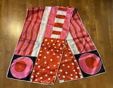 Vintage Vera Neumann Lady Bug Scarf Signed Mod Geometric 44  x13  nonnacore MCM