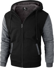 Men'S Zip up Hoodie Heavyweight Winter Sweatshirt Fleece Sherpa Lined Warm Jacke