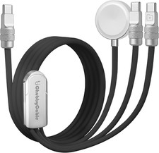 3 in 1 Silicone USB C Cable for Apple Watch, Black, 4.1FT