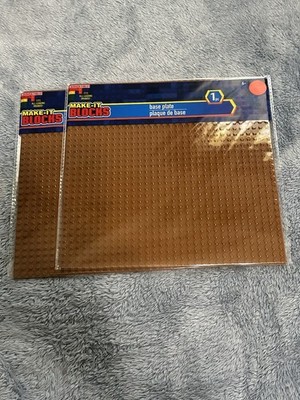 Make-it Brown Construction Block Base Plates ~ Set of 2 ~ 10''x10'' ~ Brand New 