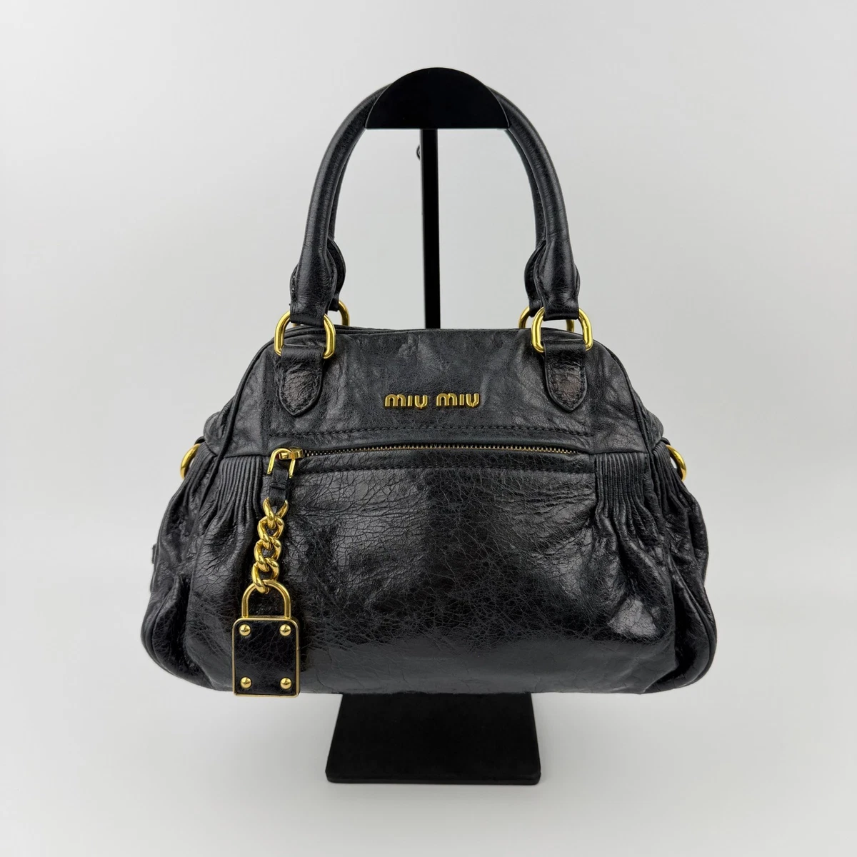 Black Leather Exterior Miu Miu Bags & Handbags for Women for sale