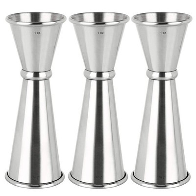 3PCS Double Jigger & Cocktail Jiggers 1 oz (30ml) and 2 (60ml), Steel