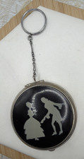 Vintage Black Enamel on Silver Tone Courting ...