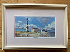 Cape Lookout Lighthouse Matted and Framed Print