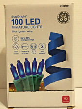 GE StayBright 100 Blue LED Mini Lights Green Wire Indoor/Outdoor