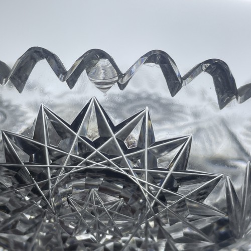 American Brilliant Cut Glass ABP Footed Stacked Compote Chunky Bowl Crystal - Picture 11 of 16