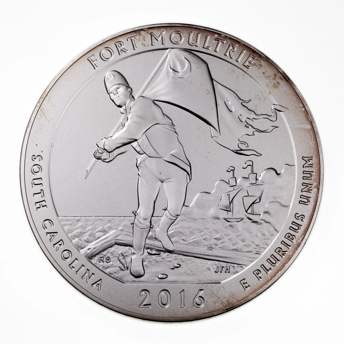 2016 5 Oz. ATB Fort Moultrie Sumter Moneda De Plata Con Caja Y CoA