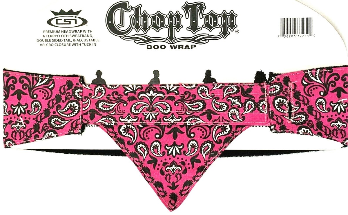 スマイル Chop Top Hot Pink Paisley Fleur De Lis Rhinestones Biker Bandana