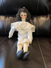 Vintage  Fabric Doll, Face Painted, signed and dated