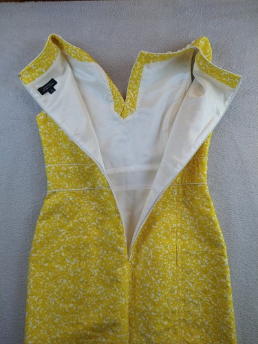 Tahari Arthur Levine Sheath Dress Women's 6 Sleeveless Yellow Lined Midi Career - Picture 13 of 13