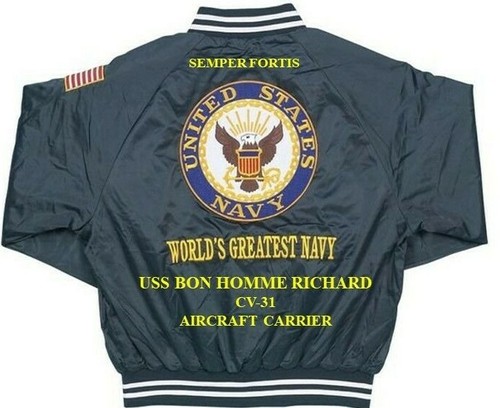 USS SAN JACINTO  CVL-30 CARRIER NAVY EMBROIDERED SATIN JACKET (BACK ONLY) - Picture 4 of 11