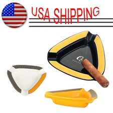 Black Cigar Ashtray Ceramic Holder Triangle 3 Cigars Cigar Holder With Gift Box