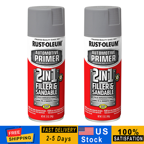 2 Pack RustOleum Automotive 2 in 1 Filler Sandable Primer Spray Paint